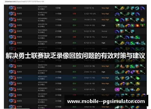 解决勇士联赛缺乏录像回放问题的有效对策与建议 解决勇士联赛缺乏录像回放问题的有效对策与建议